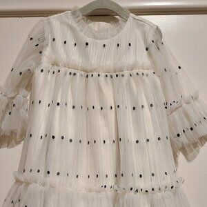Nordstrom Girls Ivory Polka Dot Tulle Dress – Size 3